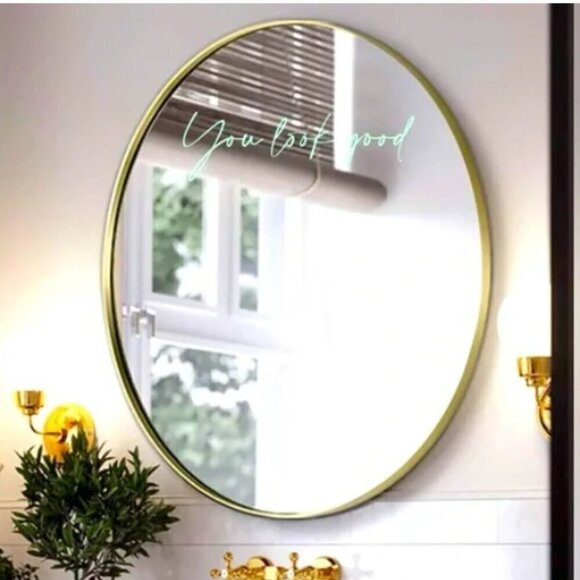 You Look Good Text with Heart Glow in the Dark Mirror Wall Car Sticker - Picture 1 of 3